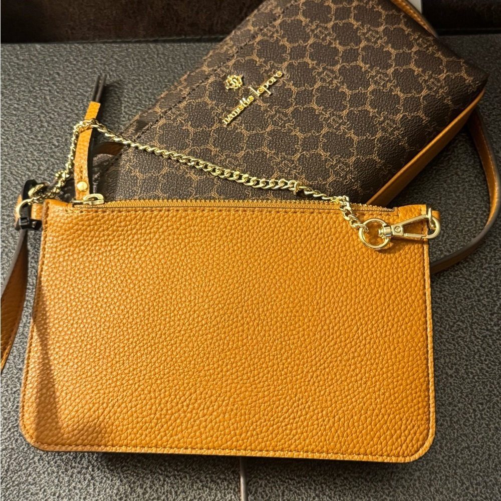 Nanette Lepore Brown and Tan Crossbody Bag with card holder - Picture 3 of 6